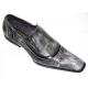 Fiesso Black/White Eel Print  With Black Patent Leather Trim Loafer Shoes FI8235